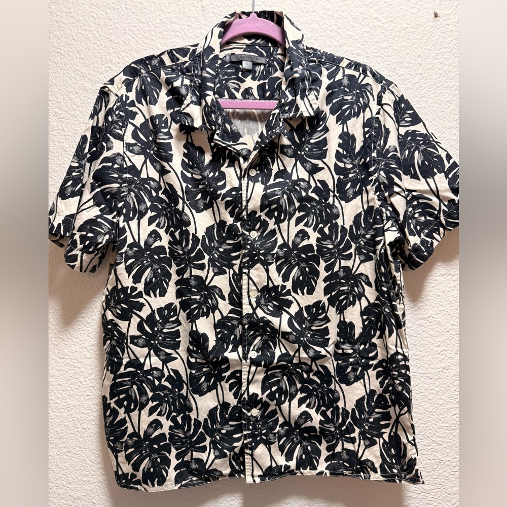 John Varvatos Monstera Print Casual Shirt